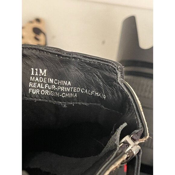 Linea Paolo Nikita II Genuine Calf Hair Leopard Buckled Ankle Bootie Women 11M - Picture 9 of 9